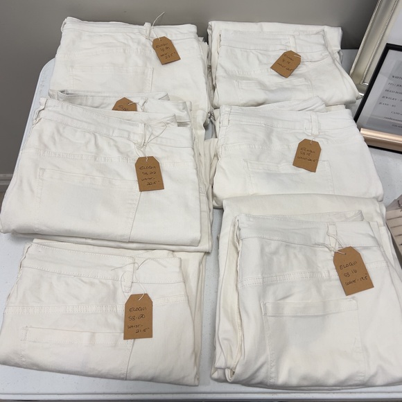 🖤 Eloqui Wide Leg White Denim Pants 16 18 20 22 24 - Picture 5 of 8